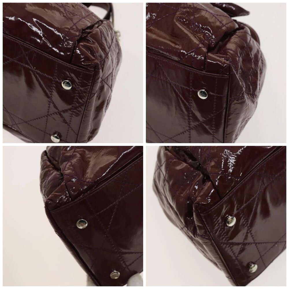 Christian Dior Canage Chain Tote Bag Patent leather Purple Silver Auth 128741 - Picture 14 of 16